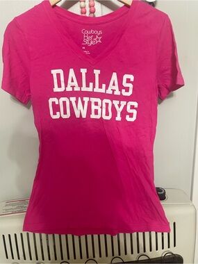 Dallas Cowboys Women's Hot Pink V-Neck Tee - Her Style
